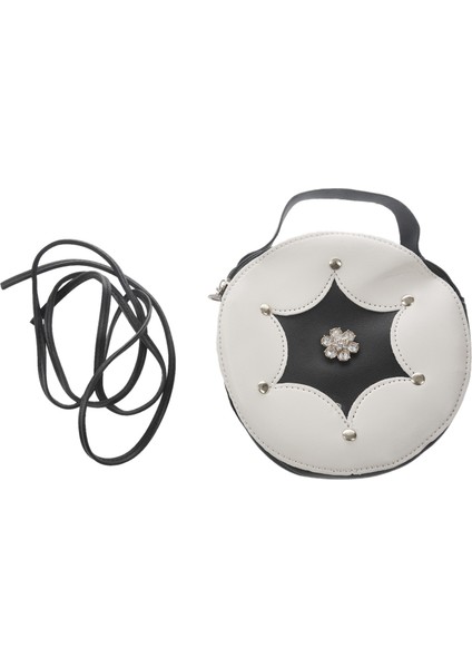 Vintage Güzel Küçük Dairesel Kadın Omuz Çantası Moda Çiçek Geometrik Desen Crossbody Messenger Mini Cep Telefonu Çanta Siyah (Yurt Dışından)