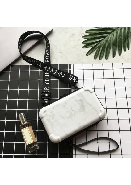 Kadın Mermer Desen Çanta Moda Lüks Retro Mini Omuz Askılı Çanta Rahat Sert Kabuk Kozmetik Beyaz (Yurt Dışından) fırsatları