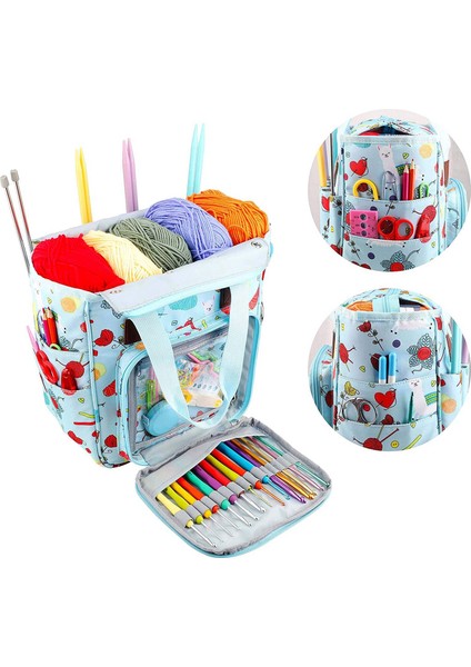 Örgü Tote Çanta, Cepli Proje Taşımaya Yönelik Iplik Saklama Çantası Tığ Kancaları, Iğneler ve Aksesuarlar (Yurt Dışından) modelleri