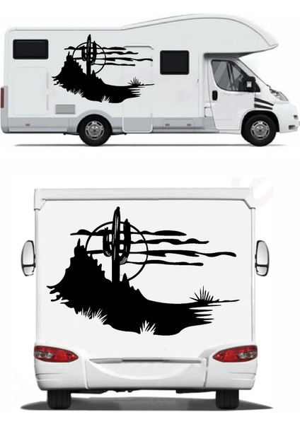 Kaktüs Doğa Manzara Offroad Karavan Kamp Sticker 00126