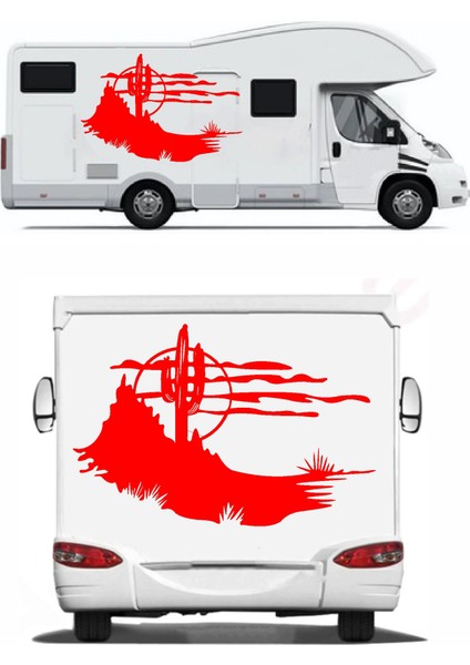 Kaktüs Doğa Manzara Offroad Karavan Kamp Sticker 00126 fırsatları