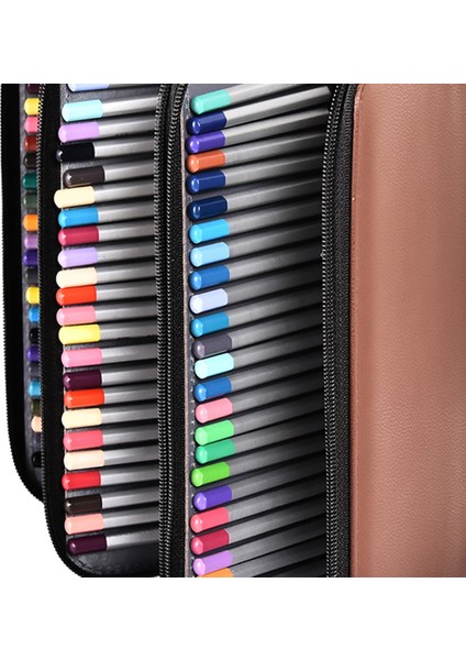 184 Delik Sanat Depolama Kalem Kutusu Çok Renkli Eskiz Kalemi Renkli Kurşun Büyük Kapasiteli Katlanır Çanta Kahve (Yurt Dışından) modelleri