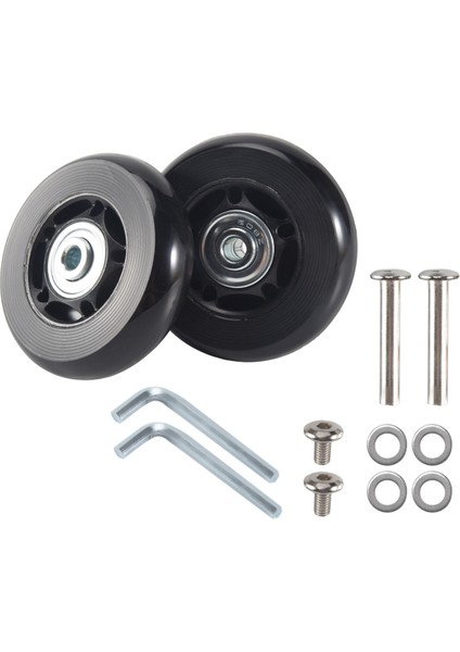 2 Takım Bagaj Bavul Yedek Tekerlekler Akslar Kauçuk Deluxe Onarım Od 64MM Yeni (Yurt Dışından)