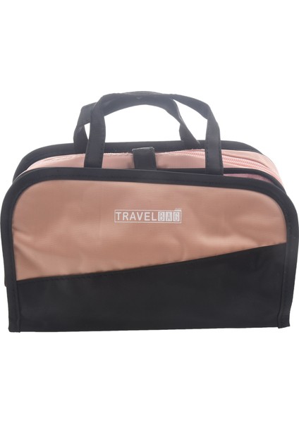 Kadın Ikisi Bir Arada Kozmetik Çantası Katlanır Saklama Torbaları Seyahat Organizatör Makyaj Büyük Kapasiteli Güzellik Tuvalet Siyah Pembe (Yurt Dışından)