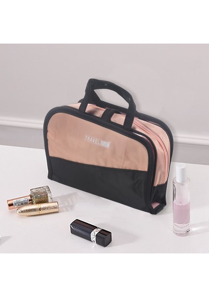 Kadın Ikisi Bir Arada Kozmetik Çantası Katlanır Saklama Torbaları Seyahat Organizatör Makyaj Büyük Kapasiteli Güzellik Tuvalet Siyah Pembe (Yurt Dışından) fiyatları