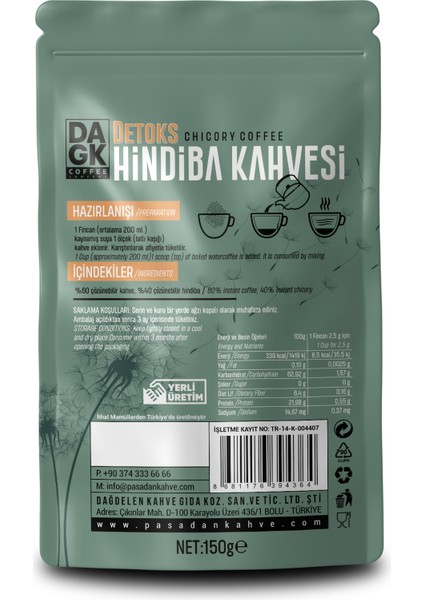 Dagrk Hindiba Kahvesi Detox Kahve 150gr