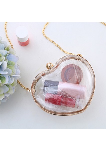 Sevimli Kalp Şekli Temizle Şeffaf Tek Omuz Çantaları Karikatür Jöle Kadın Messenger Crossbody Çanta Gece Çantası (Altın) (Yurt Dışından) fiyatları