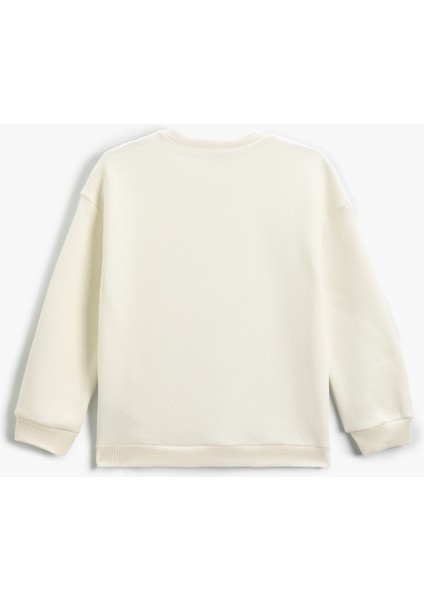 Sweatshirt Uzun Kollu Bisiklet Yaka Parlak Baskılı Slogan Temalı fiyatları