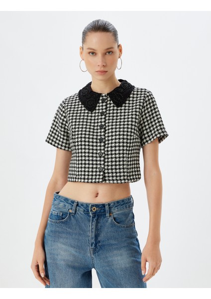 Tüvit Gömlek Ceket Düğmeli Klasik Yaka Kısa Kollu Slim Fit modelleri