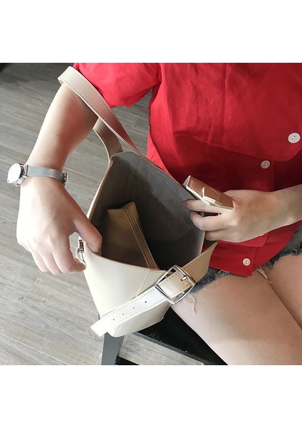 Lüks Kova Kadın Omuzdan Askili Çanta Rahat Bez Çantalar Basit Postacı Çantası Büyük 2 Takım Kompozit Krem Sarı (Yurt Dışından) fırsatları