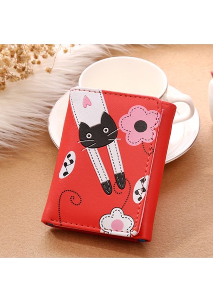 Yeni Kadın Cüzdan Sevimli Karikatür Kedi Tarzı Bozuk Para Cüzdanı Kız Debriyaj Kısa Değişim Bayanlar Kart Sahibinin, Kırmızı (Yurt Dışından) modelleri