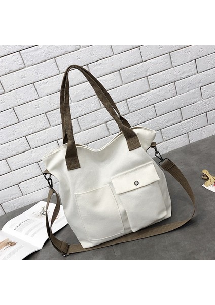 Kadın Kanvas Omuz Çantası Rahat Alışveriş Öğrenci Dış Cepli Crossbody Çanta Kadın Çanta-Siyah (Yurt Dışından) modelleri