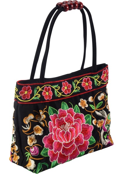 Çin Tarzı Kadın Çanta Nakış Etnik Yaz El Yapımı Çiçekler Bayanlar Tote Omuz Çantaları - Vücut (Kırmızı Şakayık) (Yurt Dışından) fiyatları