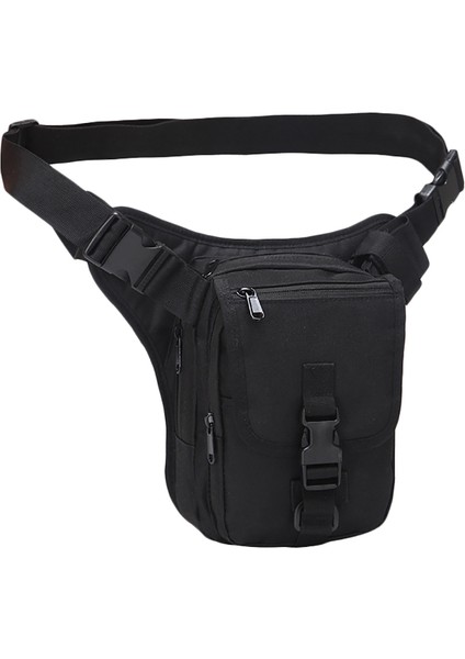 Erkekler Kalça Kemeri Çantası Motosiklet Kamuflaj Kılıfı Rahat Erkek Bel Paketi Çanta Siyah (Yurt Dışından)