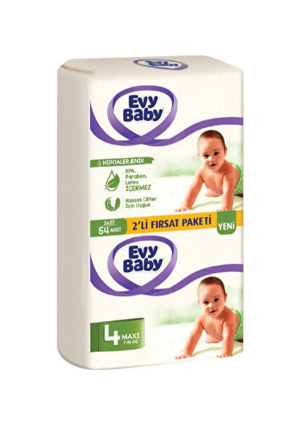 Evy Baby 4 Numara Maxi 7-14 kg 54' Lü Bebek Bezi