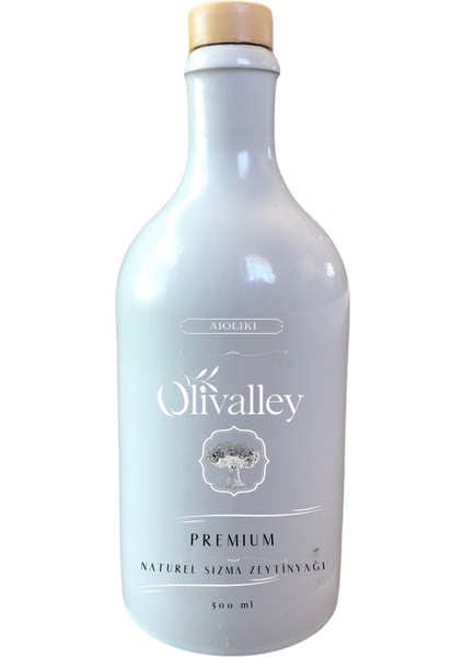 Premium Soğuk Sıkım Naturel Sızma Zeytinyağı 500 ml (Alman Mkm Stoneware Özel Üretim Şişesinde)