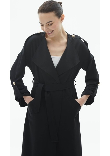 Geniş Yaka Apoletli Uzun Ceket fiyatları