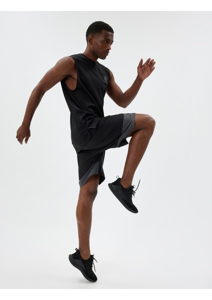 Spor Şort Beli Lastikli Renk Bloklu Cep Detaylı