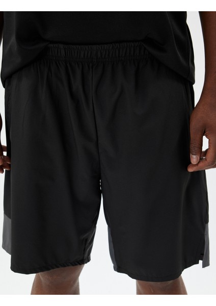 Spor Şort Beli Lastikli Renk Bloklu Cep Detaylı indirimleri