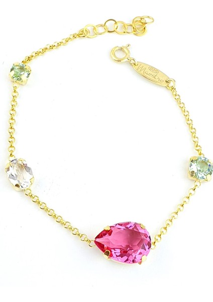 Swarovski Taşlı 925AYAR Gümüş Üzerine Altın Kaplama Tasarım Bileklik fiyatları