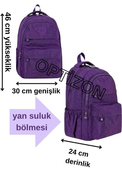 Krinkıl Su Geçirmez Kumaş Extra Hafif Unisex Okul Sırt Çantası - Mor Renk
