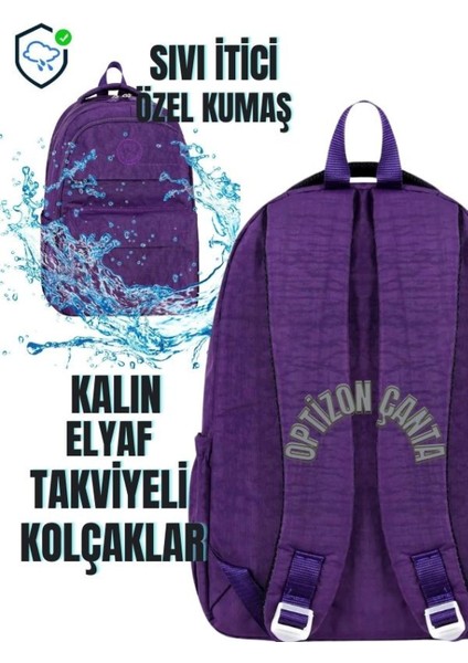 Krinkıl Su Geçirmez Kumaş Extra Hafif Unisex Okul Sırt Çantası - Mor Renk