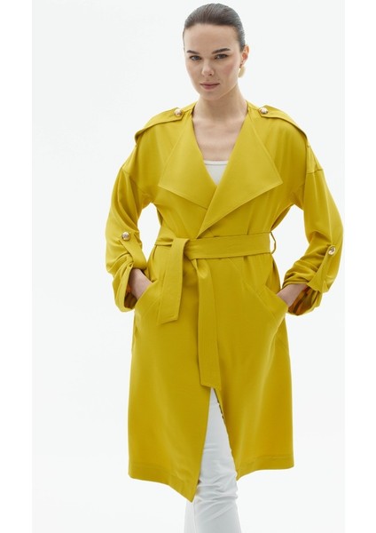 Geniş Yaka Apoletli Uzun Ceket indirimleri