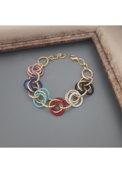 Vip Serisi Renkli Halka Detay Kadın Bileklik