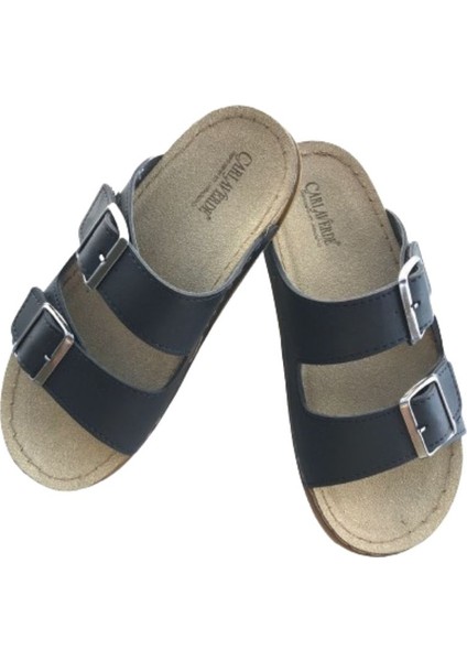 Kadın Anatomik Deri Çift Bantlı Terlik modelleri