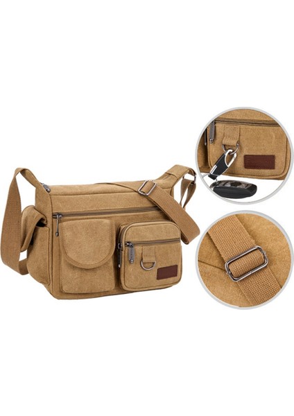 Çok Cepli Kanvas Erkek Omuz Çantası Moda Büyük Kapasiteli Alet Rahat Messenger Siyah (Yurt Dışından) modelleri