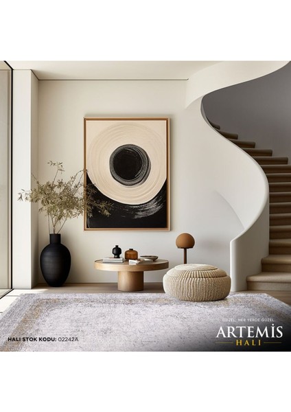 Barok Bej Antrasit Kiremit Eskitme Desen Halı modelleri