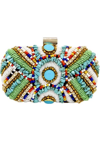 Vintage Renkli Taşlar Kadın Boncuklu Debriyaj Çanta Akşam Düğün Çanta Çantalar (Yurt Dışından)