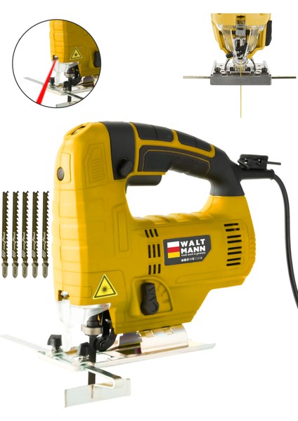 Walt Mann Professional Devir Ayarlı Dekupaj Bıçkı Testere Lazerli 1200 W - Sarı