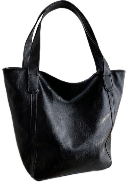 Vahşi Omuz Çantası Yeni Dalga Kore Versiyonu Büyük Kapasiteli Basit Tote Taşınabilir Büyük Çanta (Siyah) (Yurt Dışından)