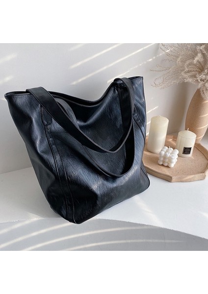 Vahşi Omuz Çantası Yeni Dalga Kore Versiyonu Büyük Kapasiteli Basit Tote Taşınabilir Büyük Çanta (Siyah) (Yurt Dışından) fiyatları