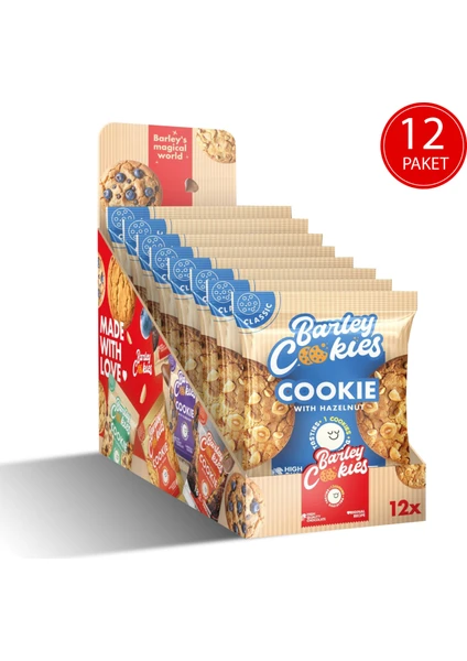 Barley Cookies Fındıklı Sade Çikolatalı Classic Cookies 40G x 12 Paket