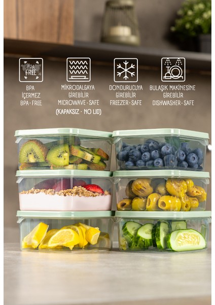 6lı 350 ml Buzdolabı Dondurucu Organizer Mikrodalga ve Difrize Uygun Saklama Kabı Mint fiyatları