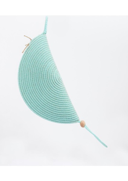 Mint Yeşili Boncuk Detaylı Hasır Clutch Çanta