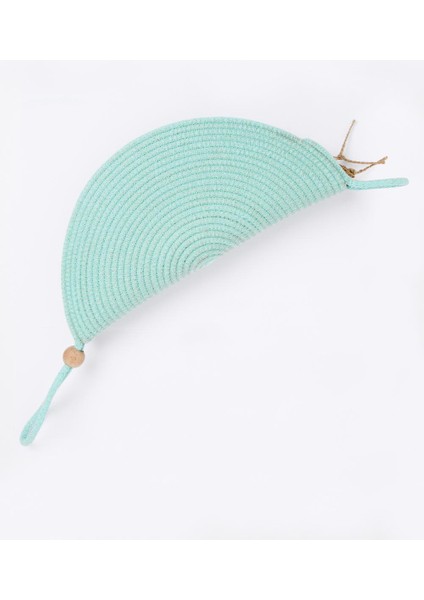 Mint Yeşili Boncuk Detaylı Hasır Clutch Çanta