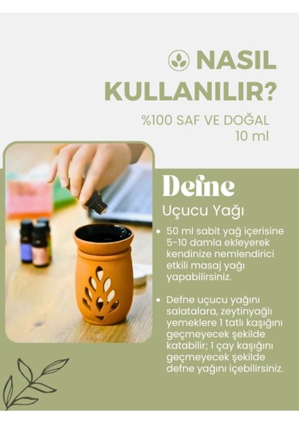 Her Damla Saflık: Saf, Seyreltilmemiş Doğal Aromaterapi Defne Uçucu Yağı 10 ml