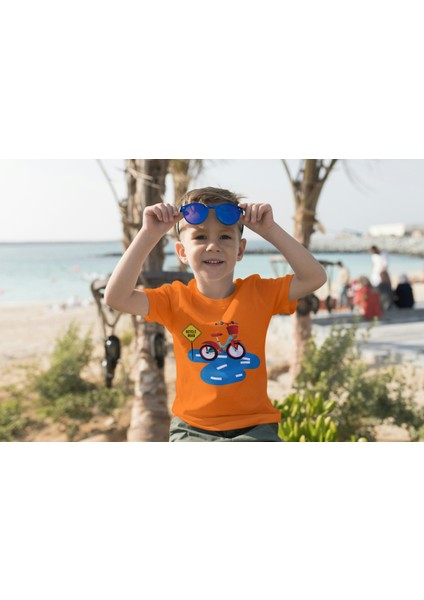 Erkek Çocuk Pamuk Bisiklet Baskılı Kısa Kol Tshirt fiyatları
