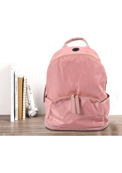 Su Geçirmez Naylon USB Şarj Bayanlar Sırt Çantası Rahat Öğrenci Dizüstü Omuz Çantası Anti-Hırsızlık Renk Pembe (Yurt Dışından) fiyatları
