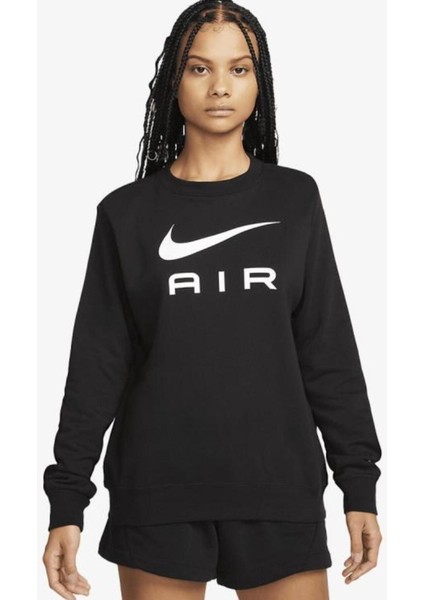 Air Fleece Crew Siyah Kadın Sweatshrit