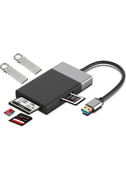 6 In1 USB Hub Adaptörü Sd Kart Okuyucu USB 3.0 - Xqd/cf/sd/tf Çok Işlevli U Flash Disk Sürücüsü