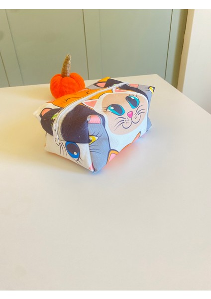 Kedi Desen Makyaj Çantası
