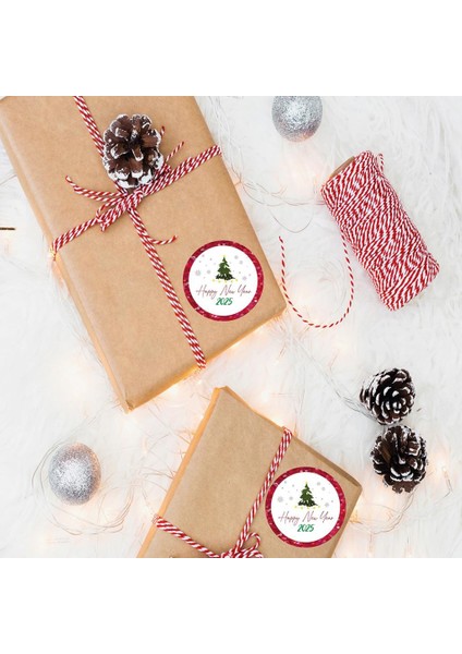 Happy New Year Sticker Mutlu Yıllar Etiket 4 cm 70 Adet Yeni Yeni Yıl Yılbaşı-Copyhny1