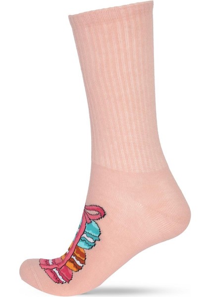 Kız Çocuk Makaron Desenli Soket Çorap Pembe fiyatları