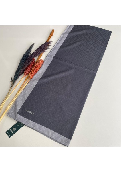 Bonjela Monogram Şal Açık Gri- Koyu Gri JZ0324