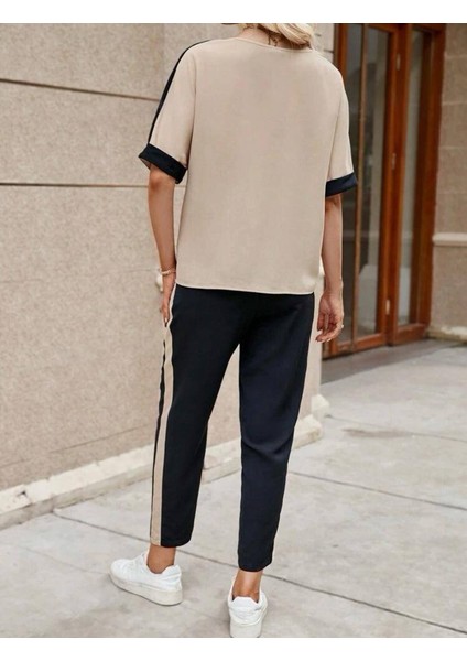 Kadın Şerit Detaylı Iki Iplik Kumaş Ikili Takım modelleri