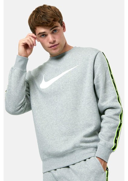 Sportswear Grey Sweatshirt Şardonlu Erkek Sweatshirt Gri